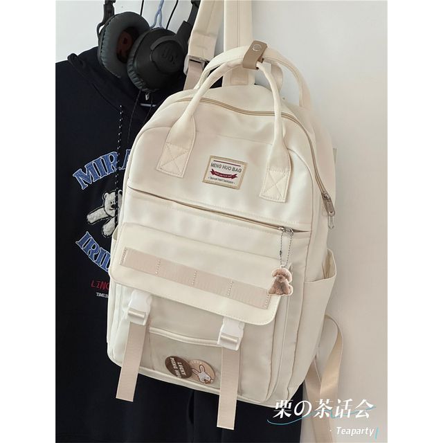 Color Block Top Handle Backpack / Charm / Set