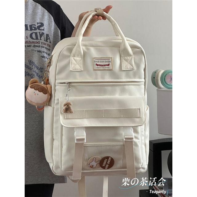 Color Block Top Handle Backpack / Charm / Set