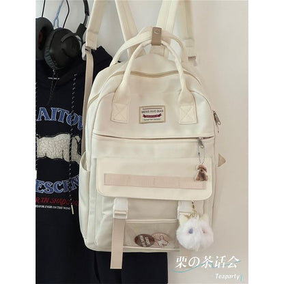 Color Block Top Handle Backpack / Charm / Set