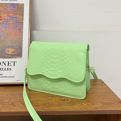 Snake Grain Flap Crossbody Bag