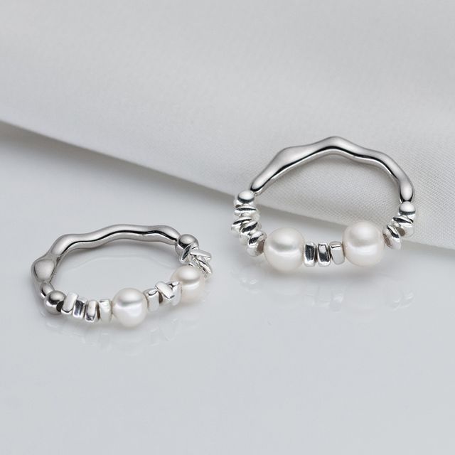 Faux Pearl Sterling Silver Ring (Various Designs)