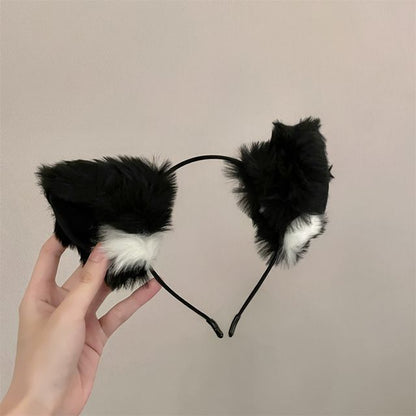 Cat Ear Chenille Headband / Lace Eye Mask / Set