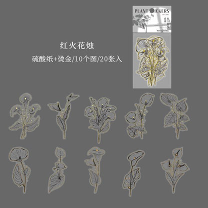 Set of 20: Floral Metallic Sticker