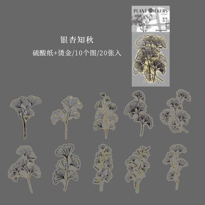 Set of 20: Floral Metallic Sticker