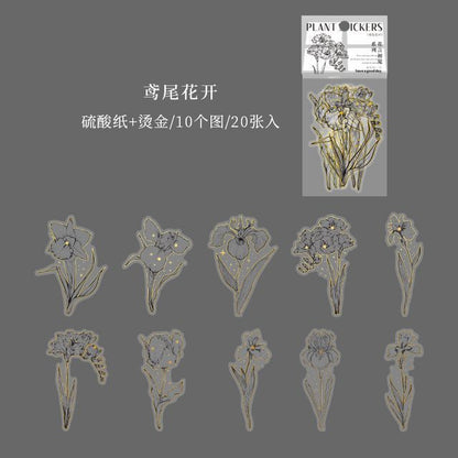 Set of 20: Floral Metallic Sticker