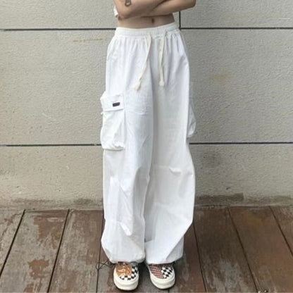 Low Rise Loose-Fit Wide-Leg Cargo Harem Pants