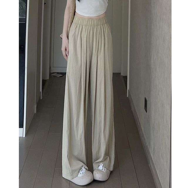 High Rise Plain Pocketed Wide Leg Sweatpants