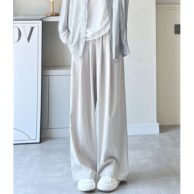 High Rise Plain Pocketed Wide Leg Sweatpants