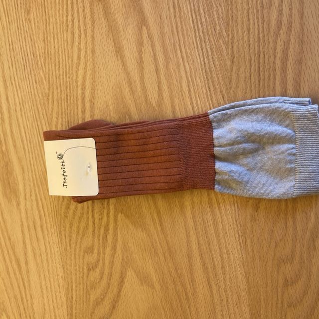 Mock Two Piece Ribbed Crew Socks