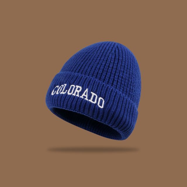 Lettering Embroidered Knit Beanie