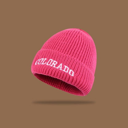 Lettering Embroidered Knit Beanie