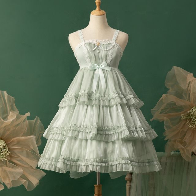 Spaghetti Strap Bow Two Tone Lolita A-Line Dress