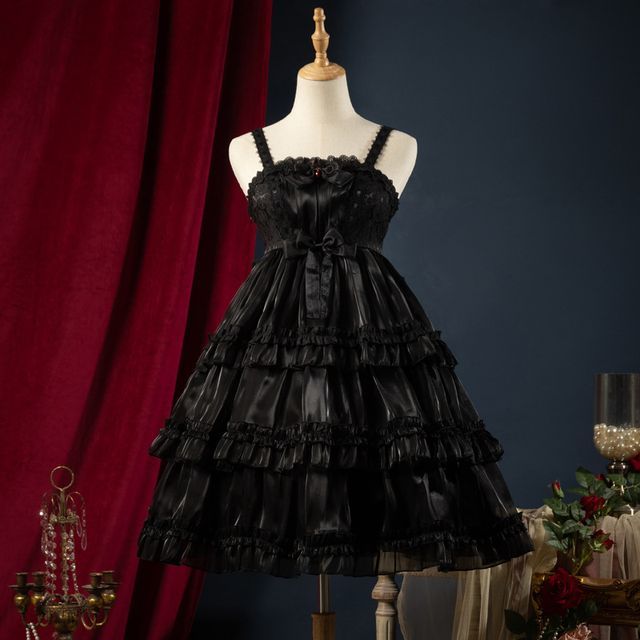 Spaghetti Strap Bow Two Tone Lolita A-Line Dress