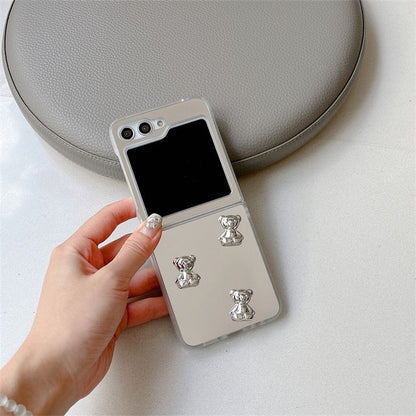 Heart Applique Mirror Phone Case For Samsung Galaxy Z Flip5