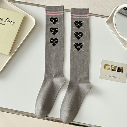 Heart Print Tall Socks