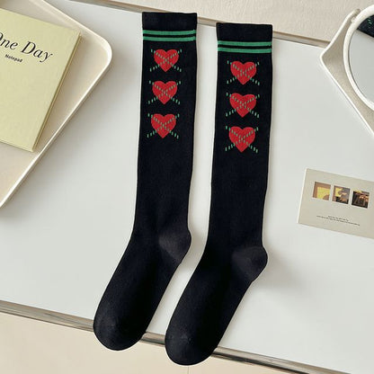 Heart Print Tall Socks