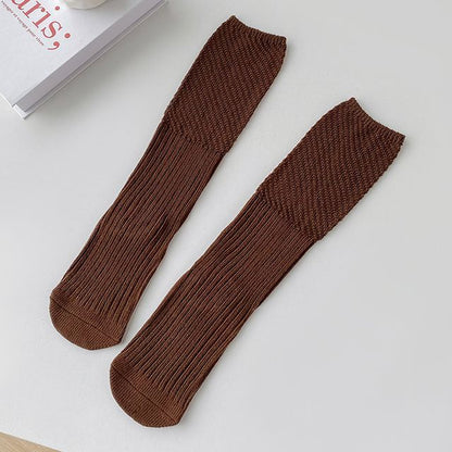 Plain Ribbed Knit Socks