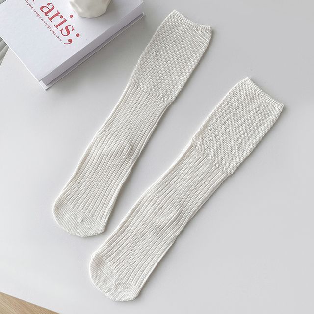 Plain Ribbed Knit Socks