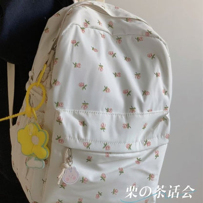 Floral Multi-Pocket Backpack / Bag Charm / Set