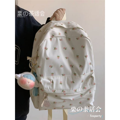 Floral Multi-Pocket Backpack / Bag Charm / Set