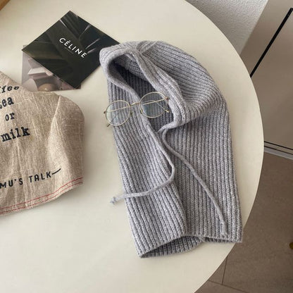 Balaclava Plain Drawstring Knit