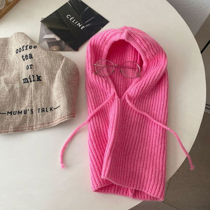 Balaclava Plain Drawstring Knit