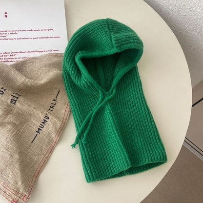 Balaclava Plain Drawstring Knit