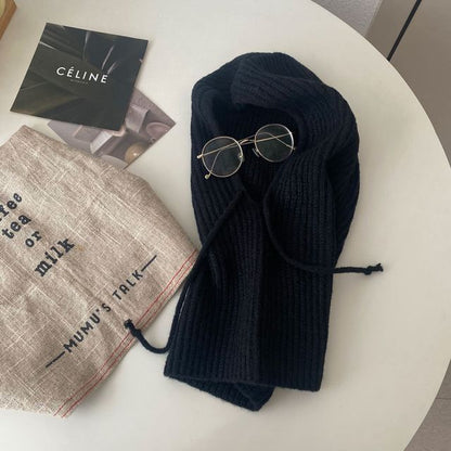 Balaclava Plain Drawstring Knit