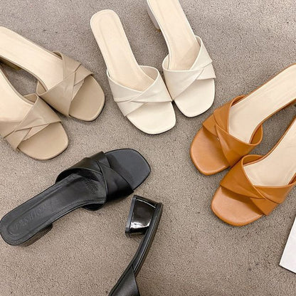 Slide Sandals Chunky Knot Heel