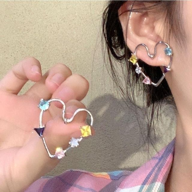 Rhinestone Stud Heart Alloy Earring