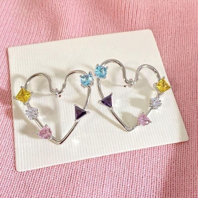 Rhinestone Stud Heart Alloy Earring
