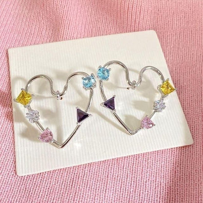 Rhinestone Stud Heart Alloy Earring