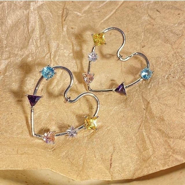 Rhinestone Stud Heart Alloy Earring