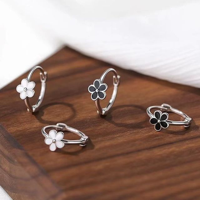 Floral Alloy Huggie Earring