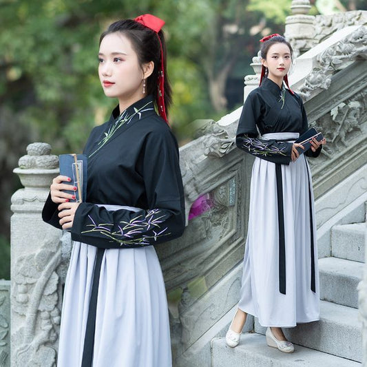 Leaf Embroidered Hanfu Costume Set