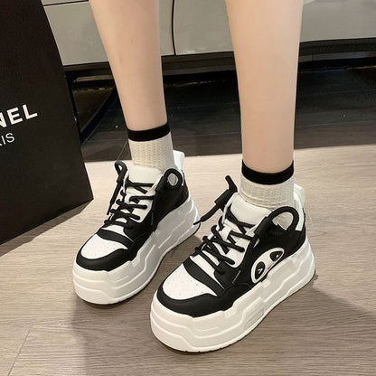 Lace-Up Sneakers Platform Applique Panda