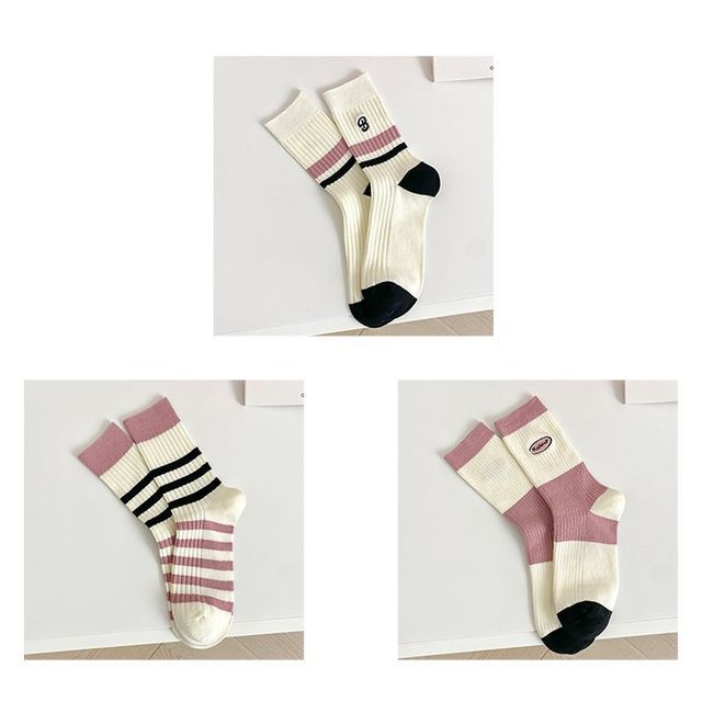 Set of 2 Pairs: Printed Ribbed Socks