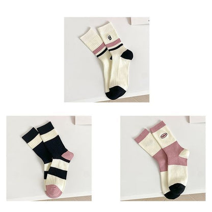 Set of 2 Pairs: Printed Ribbed Socks