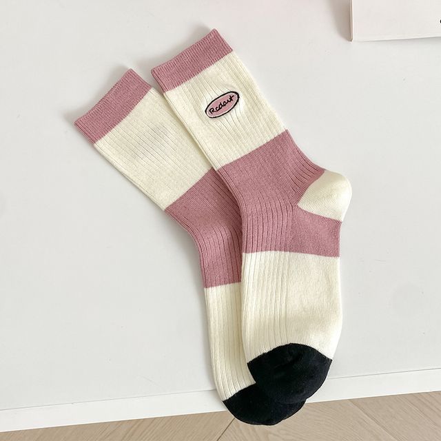 Set of 2 Pairs: Printed Ribbed Socks