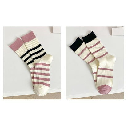 Set of 2 Pairs: Printed Ribbed Socks