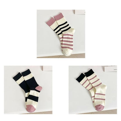 Set of 2 Pairs: Printed Ribbed Socks