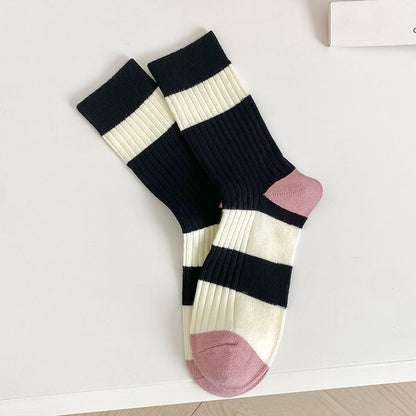 Set of 2 Pairs: Printed Ribbed Socks