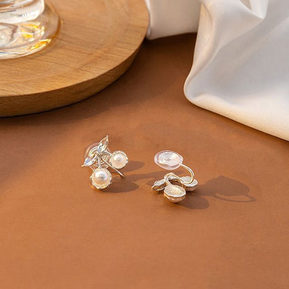 Rhinestone Faux Pearl Alloy Earring