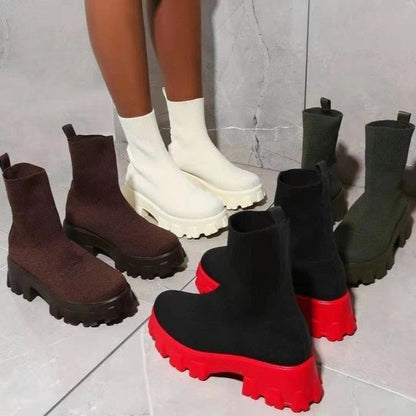 Platform Chunky Heel Sock Boots