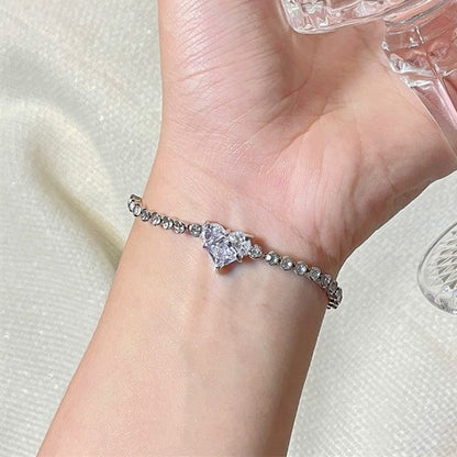 Rhinestone Heart Bracelet
