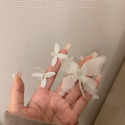 Set Butterfly Hair Clip Gemstone /