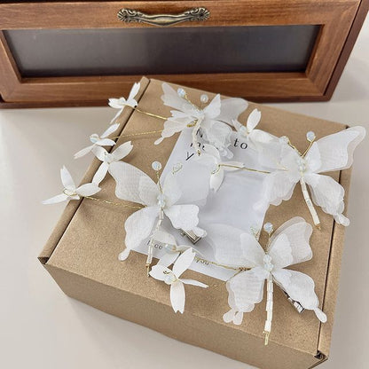 Set Butterfly Hair Clip Gemstone /