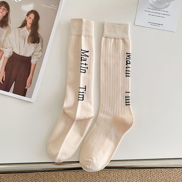 Set Of 2 Pairs: Lettering Socks