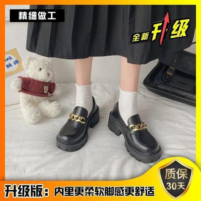 Chain Chunky Accent Heel Platform Loafers