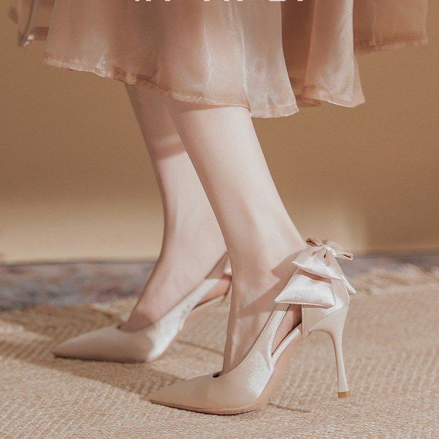 Heel Cutout Pumps Bow Stiletto